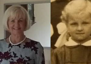 zdjęcia Krystyny Hamery (Jędrzejek), po lewej współcześnie, po prawej w latach szkolnych.